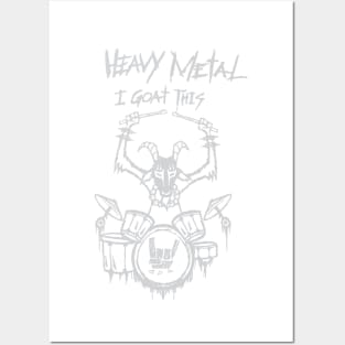 Heavy Metal Headbanger Gift Drummer Goat Playing Drums Posters and Art